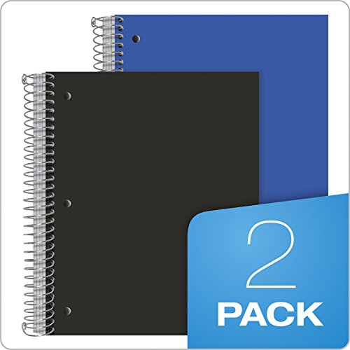 Oxford Spiral Notebooks, 5-Subject, Wide Ruled Paper, Durable Plastic Cover, 200 Sheets, 5 Divider Pockets, 2 Per Pack (10387), Assorted