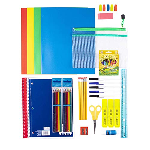 Case of 12-52 Piece Deluxe Kids Bulk School Supply Kits - Bulk School Supplies Bundle Pack