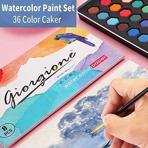 Watercolor Paint Set, Watercolor Paint Kit Color Cakes Included Brush Pen for Kids Beginner Adult Set of 36