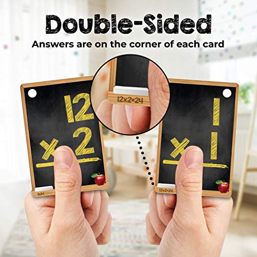 Multi Math Flashcards Pack - Addition, Subtraction, Multiplication, & Division - 1 Ring and 52 Hole Punched Cards Per Set - 208 Cards Total