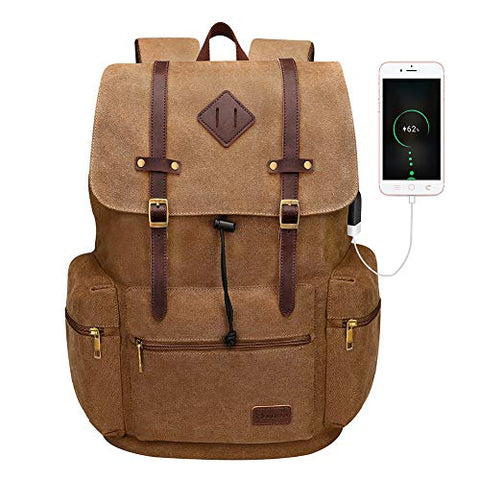 Leather Vintage Canvas Laptop Durable Backpack