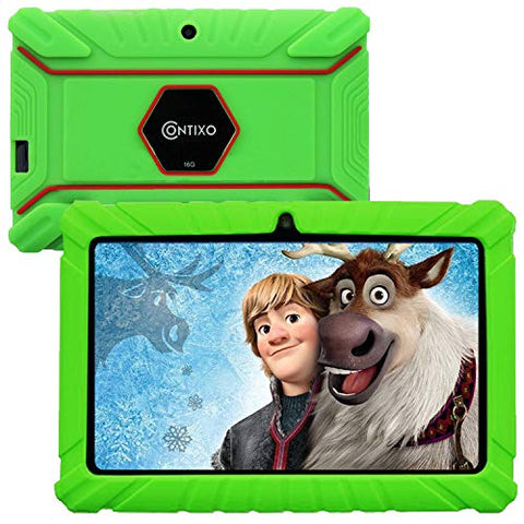 Contixo 7 Inch Kids Learning Android Tablet Parental Control 16GB for Home School Education - Google Certified Pre-Loaded Children Educational Apps - Child Proof Case - Great Gift For Toddlers (Green)