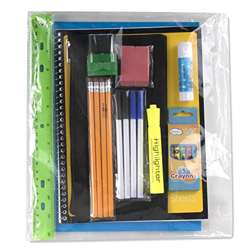 20 Piece School Supplies for K-12 Back to School and Distance Learning Supplies for Students School Supply Kit Bundle Pack for Boys and Girls