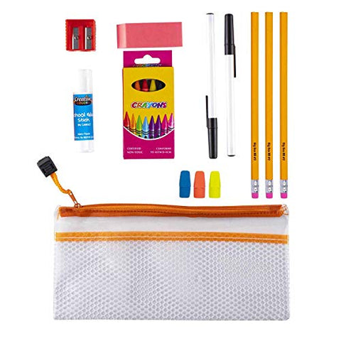 Bulk Case Bundle Pack of 48 Kits - 17 Piece Wholesale School Supplies Kit for Students, Teachers, Back to School Drives