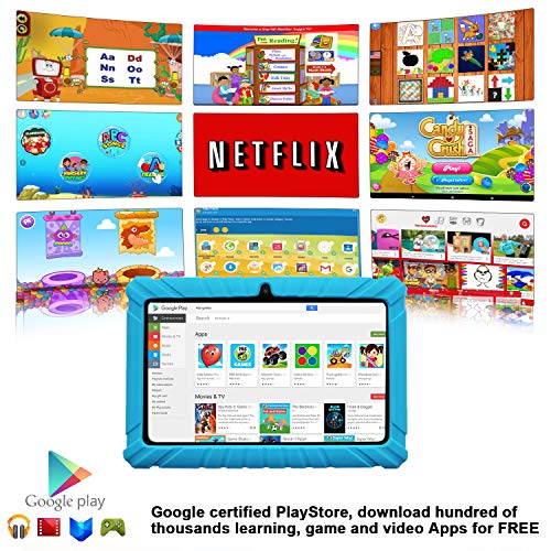 Contixo 7 Inch Kids Learning Android Tablet Parental Control 16GB for Home School Education - Google Certified Pre-Loaded Children Educational Apps - Child Proof Case - Great Gift for Toddlers (Blue)