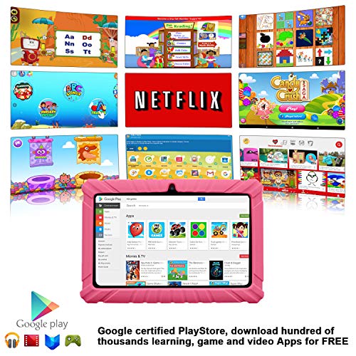 Contixo 7 Inch Kids Learning Android Tablet Parental Control 16GB for Home School Education - Google Certified Pre-Loaded Children Educational Apps - Child Proof Case - Great Gift for Toddlers (Pink)